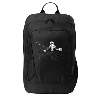 Funny Astronaut Vacuuming Galaxy Stars City Backpack