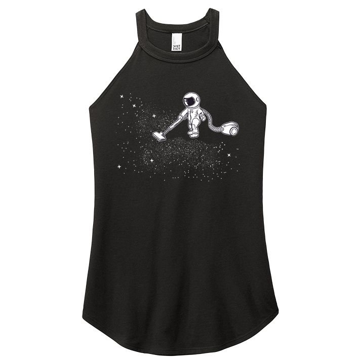 Funny Astronaut Vacuuming Galaxy Stars Women's Perfect Tri Rocker Tank