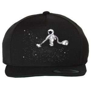 Funny Astronaut Vacuuming Galaxy Stars Wool Snapback Cap