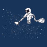 Funny Astronaut Vacuuming Galaxy Stars 7 Panel Mesh Trucker Snapback Hat