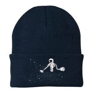 Funny Astronaut Vacuuming Galaxy Stars Knit Cap Winter Beanie