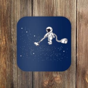 Funny Astronaut Vacuuming Galaxy Stars Coaster