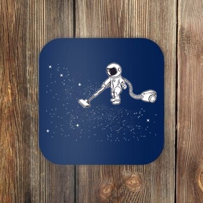 Funny Astronaut Vacuuming Galaxy Stars Coaster