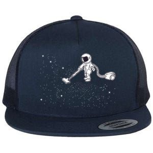 Funny Astronaut Vacuuming Galaxy Stars Flat Bill Trucker Hat