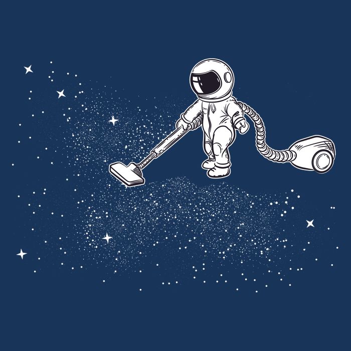 Funny Astronaut Vacuuming Galaxy Stars Polo