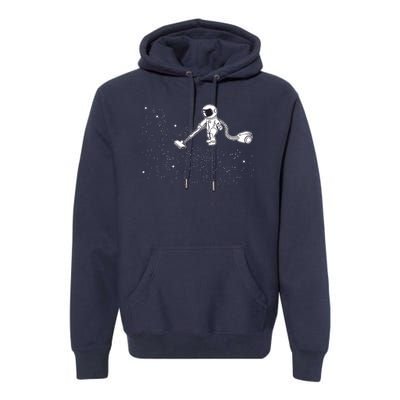 Funny Astronaut Vacuuming Galaxy Stars Premium Hoodie