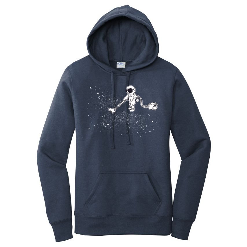 Funny Astronaut Vacuuming Galaxy Stars Women's Pullover Hoodie