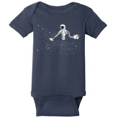 Funny Astronaut Vacuuming Galaxy Stars Baby Bodysuit