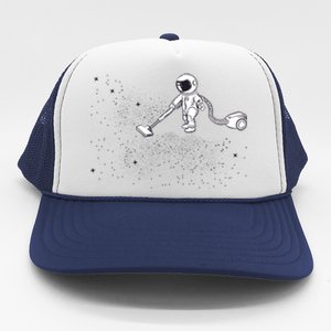 Funny Astronaut Vacuuming Galaxy Stars Trucker Hat