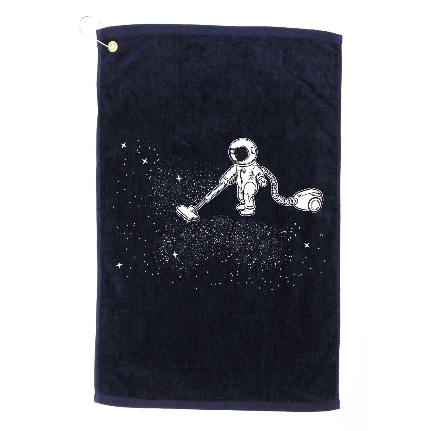 Funny Astronaut Vacuuming Galaxy Stars Golf Towel