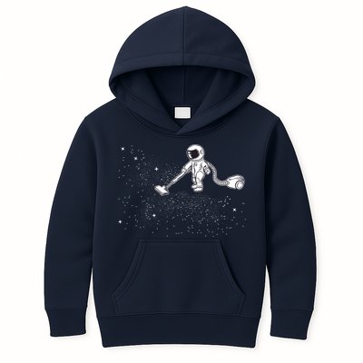 Funny Astronaut Vacuuming Galaxy Stars Kids Hoodie