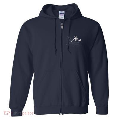 Funny Astronaut Vacuuming Galaxy Stars Full Zip Hoodie