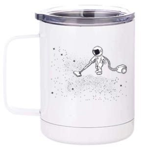 Funny Astronaut Vacuuming Galaxy Stars 12 oz Stainless Steel Tumbler Cup