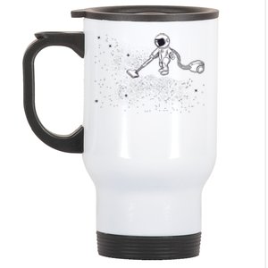 Funny Astronaut Vacuuming Galaxy Stars Stainless Steel Travel Mug