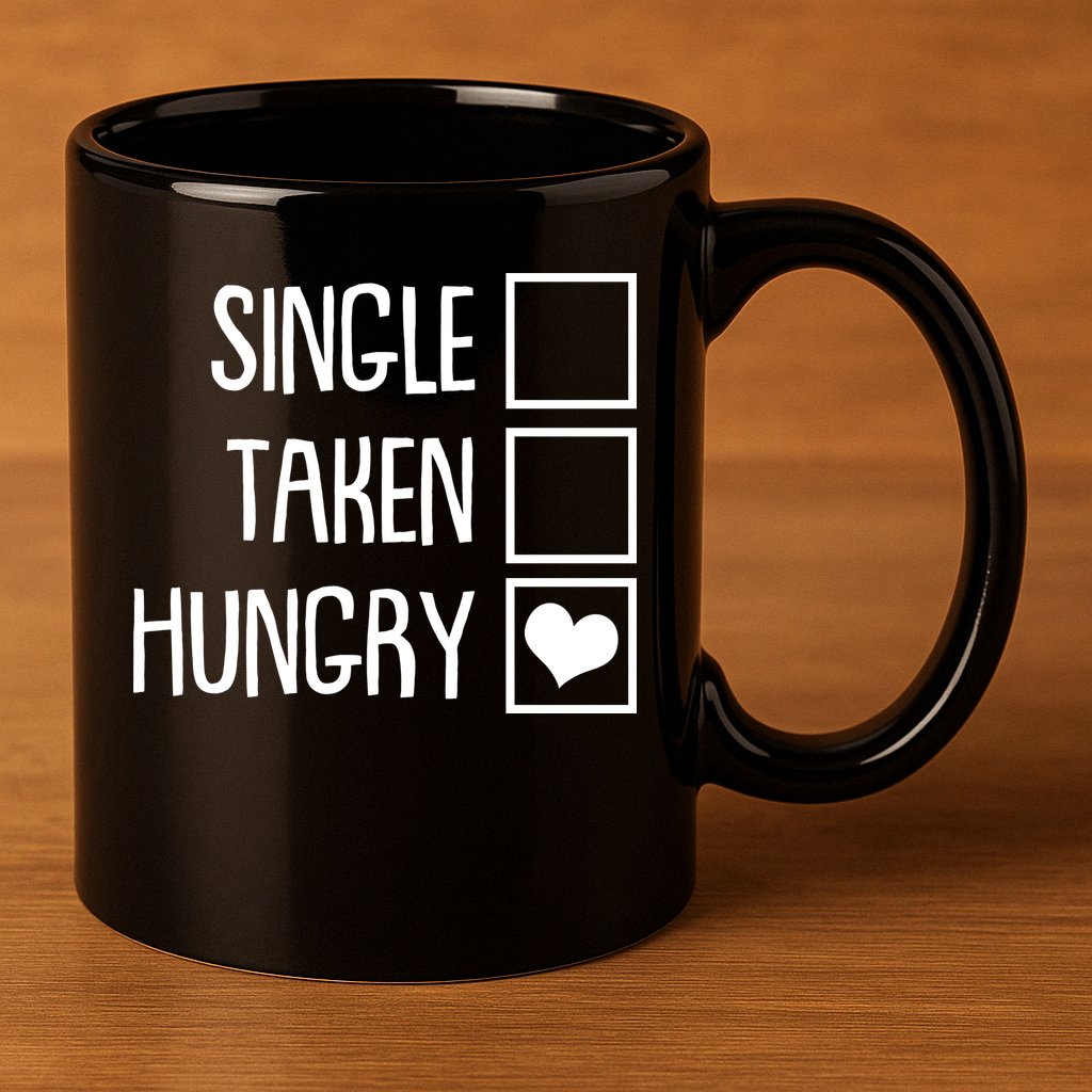 Funny Anti Valentine Single Taken Hungry 11oz C Handle Ceramic Mug