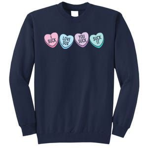 Funny Anti Valentine's Day Sarcastic Love Sucks Gift Tall Sweatshirt