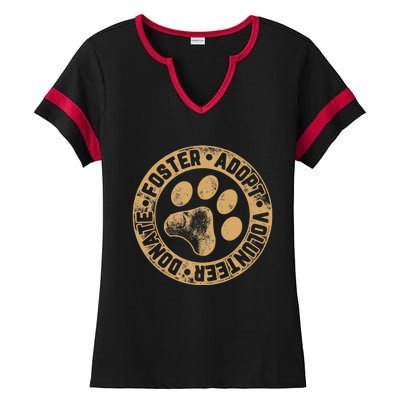 Foster. Adopt. Volunteer. Donate. Animal Rescue Dog Ladies Halftime Notch Neck Tee