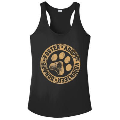 Foster. Adopt. Volunteer. Donate. Animal Rescue Dog Ladies PosiCharge Competitor Racerback Tank