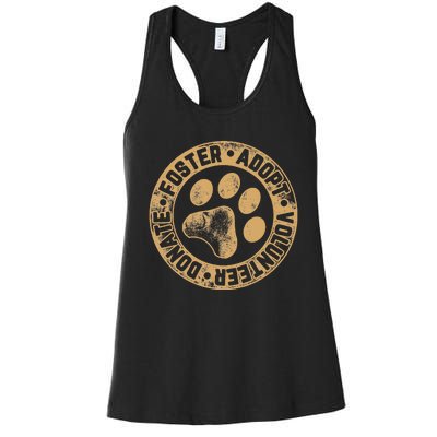 Foster. Adopt. Volunteer. Donate. Animal Rescue Dog Women's Racerback Tank