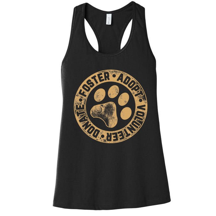 Foster. Adopt. Volunteer. Donate. Animal Rescue Dog Women's Racerback Tank