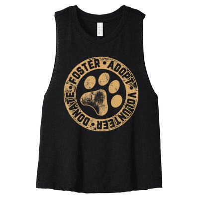 Foster. Adopt. Volunteer. Donate. Animal Rescue Dog Women's Racerback Cropped Tank