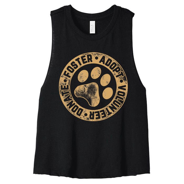 Foster. Adopt. Volunteer. Donate. Animal Rescue Dog Women's Racerback Cropped Tank