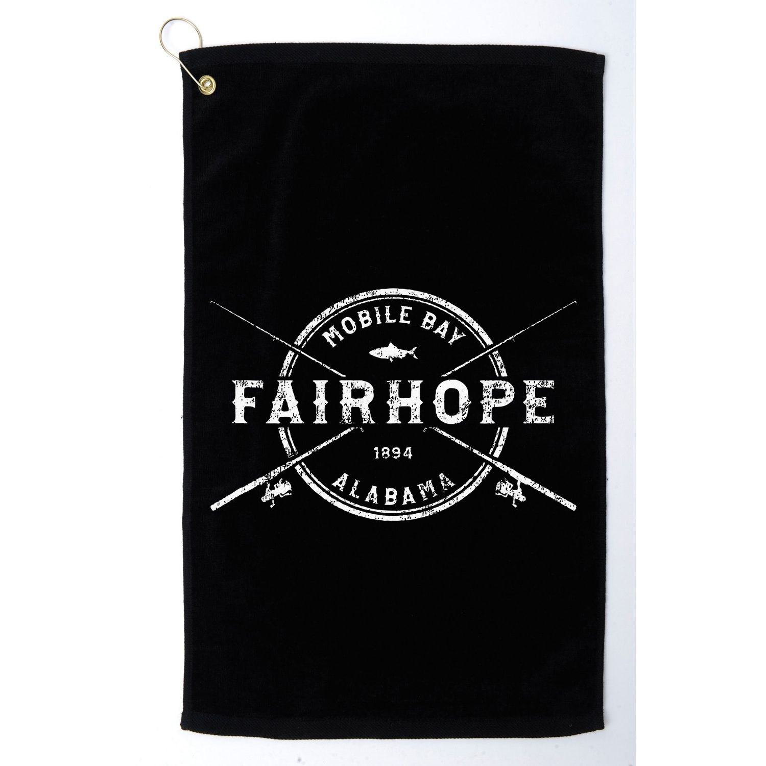 Fairhope Al Vintage Crossed Fishing Rods Golf Towel