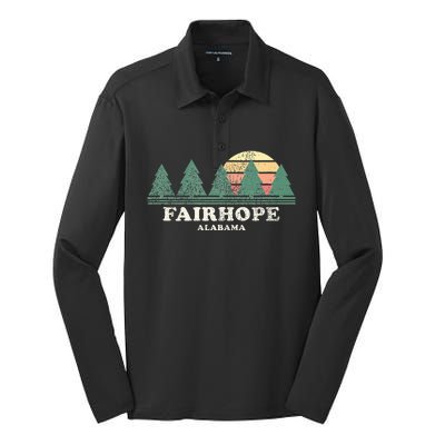 Fairhope Al Vintage Throwback Retro 70s Design Silk Touch Performance Long Sleeve Polo