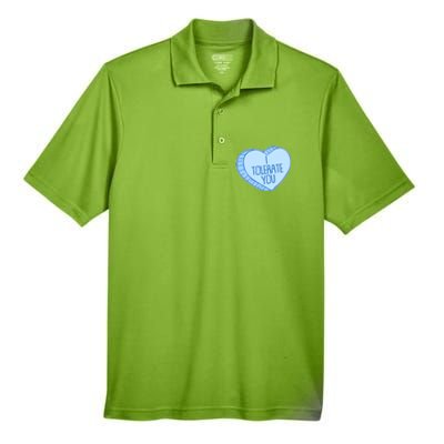 Funny Anti Valentines Day I Tolerate You Candy Heart Men's Origin Performance Pique Polo