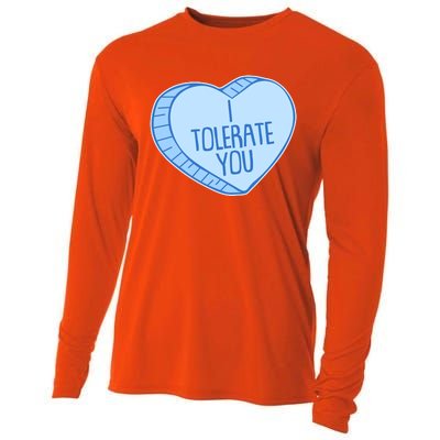 Funny Anti Valentines Day I Tolerate You Candy Heart Cooling Performance Long Sleeve Crew