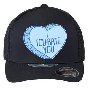 Funny Anti Valentines Day I Tolerate You Candy Heart Flexfit Unipanel Trucker Cap