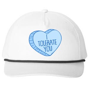 Funny Anti Valentines Day I Tolerate You Candy Heart Snapback Five-Panel Rope Hat