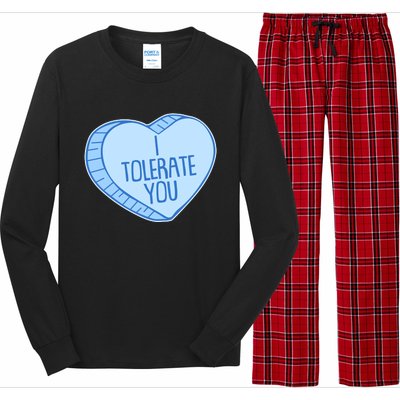 Funny Anti Valentines Day I Tolerate You Candy Heart Long Sleeve Pajama Set