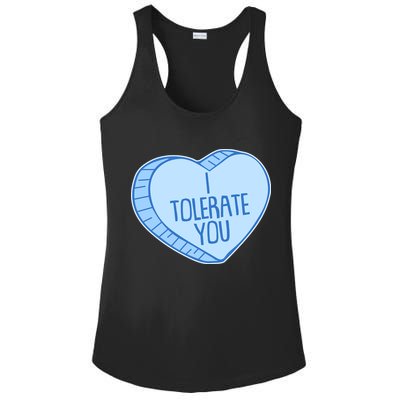 Funny Anti Valentines Day I Tolerate You Candy Heart Ladies PosiCharge Competitor Racerback Tank