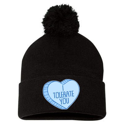 Funny Anti Valentines Day I Tolerate You Candy Heart Pom Pom 12in Knit Beanie