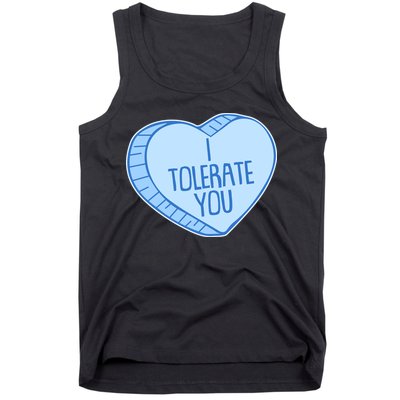 Funny Anti Valentines Day I Tolerate You Candy Heart Tank Top