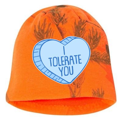 Funny Anti Valentines Day I Tolerate You Candy Heart Kati - Camo Knit Beanie