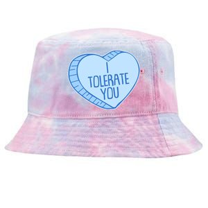 Funny Anti Valentines Day I Tolerate You Candy Heart Tie-Dyed Bucket Hat