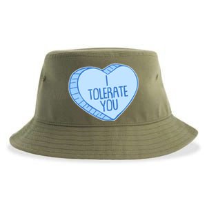 Funny Anti Valentines Day I Tolerate You Candy Heart Sustainable Bucket Hat