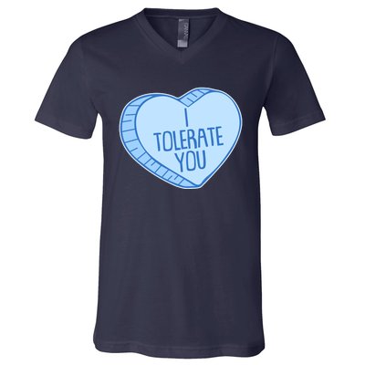 Funny Anti Valentines Day I Tolerate You Candy Heart V-Neck T-Shirt