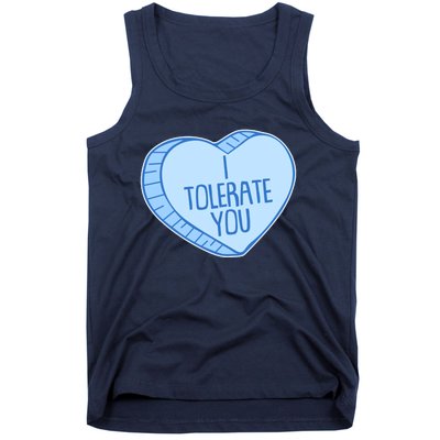 Funny Anti Valentines Day I Tolerate You Candy Heart Tank Top