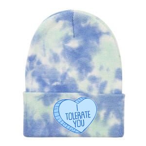 Funny Anti Valentines Day I Tolerate You Candy Heart Tie Dye 12in Knit Beanie