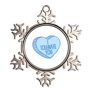 Funny Anti Valentines Day I Tolerate You Candy Heart Metallic Star Ornament