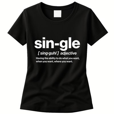 Funny Anti Valentine Single Definition Womens T-Shirt