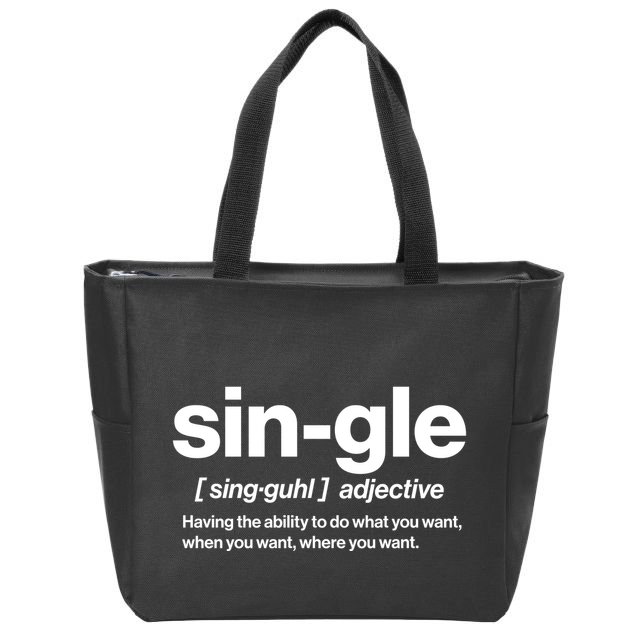 Funny Anti Valentine Single Definition Zip Tote Bag