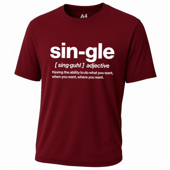 Funny Anti Valentine Single Definition Cooling Performance Crew T-Shirt