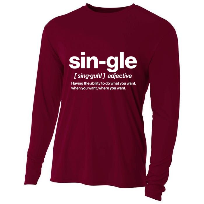 Funny Anti Valentine Single Definition Cooling Performance Long Sleeve Crew