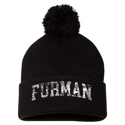 Furman Arch Vintage Retro College Athletic Sports Pom Pom 12in Knit Beanie
