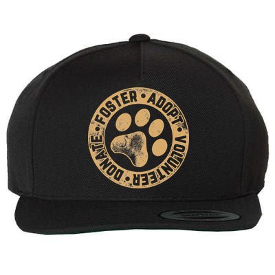 Foster. Adopt. Volunteer. Donate. Animal Rescue Dog Wool Snapback Cap