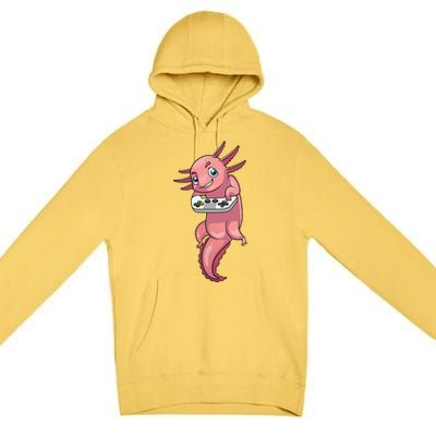 Funny Axolotl Video Gamer Gaming Axolotl Premium Pullover Hoodie